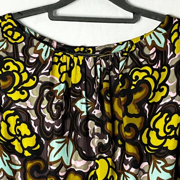 Milly of Ny Floral Print 100% Silk Sleeveless Shift Dress Size 10 - Picture 3 of 11